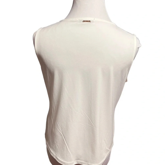 Calvin Klein Tie Waist Sleeveless Ivory Shell - Picture 4 of 7